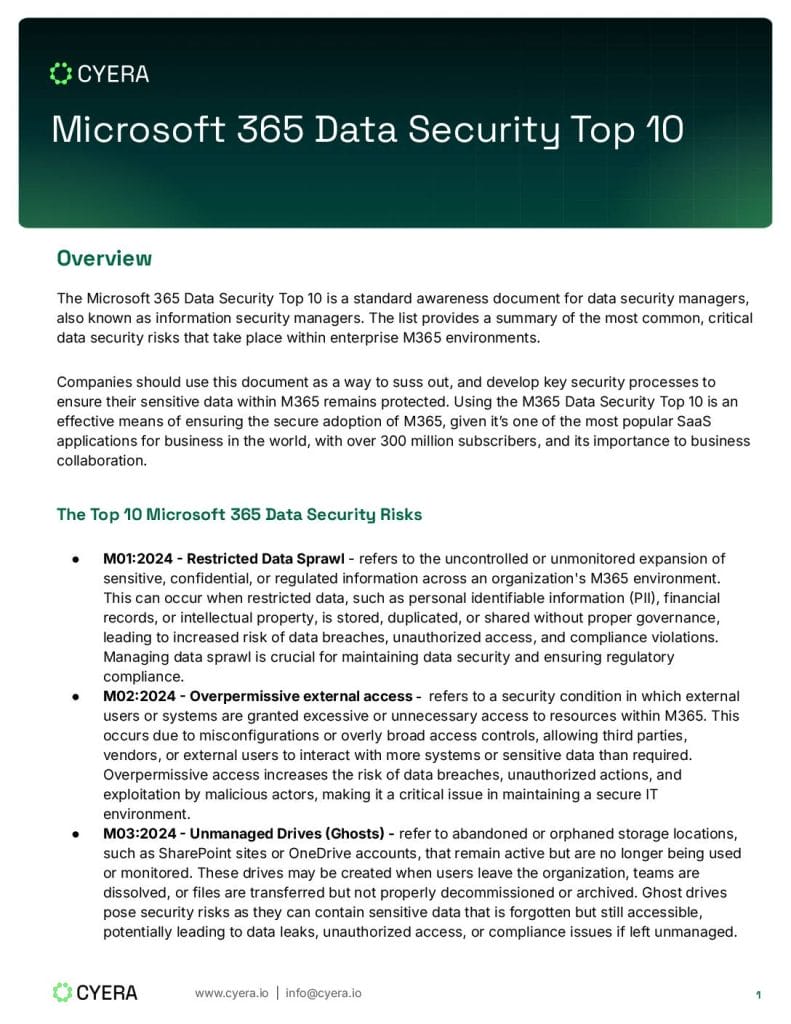 Microsoft 365 Data Security Top 10
