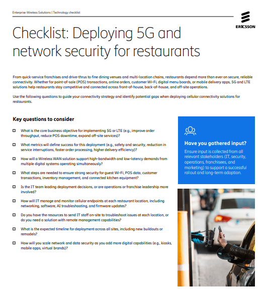 Checklist: Deploying 5G and network security for restaurants