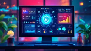 Security operations dashboard displaying unified AI cybersecurity threat detection and automated response workflows