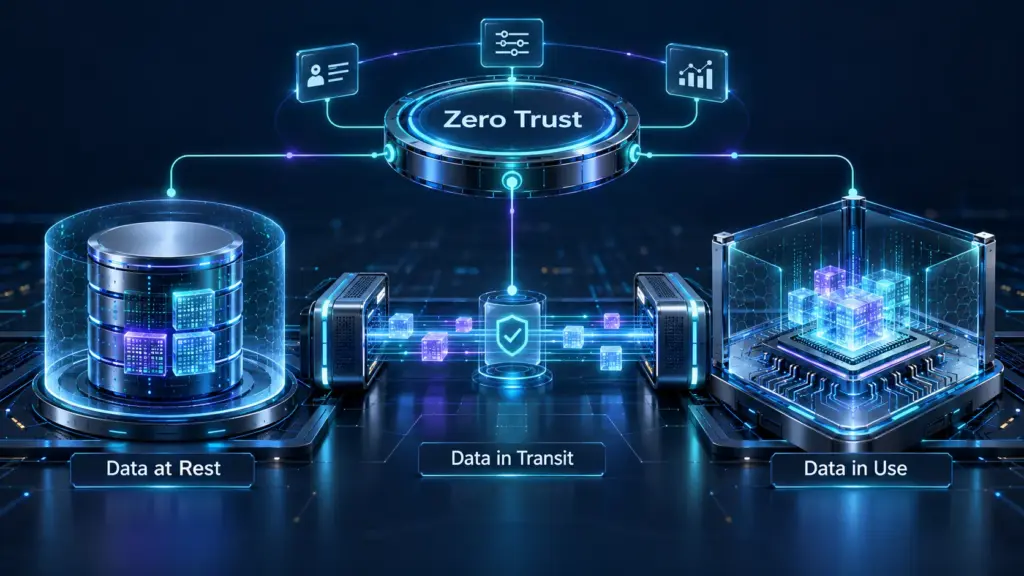 Zero-Trust Data Security: Protecting Data at Rest, in Transit, and in Use